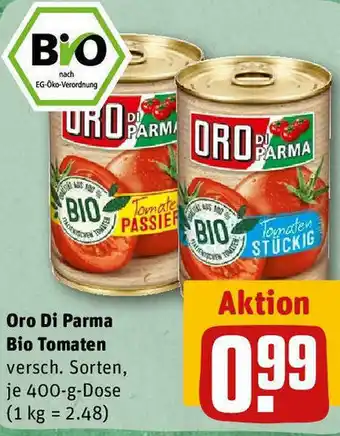 REWE Oro di Parma Bio Tomaten 400 g Dose Angebot