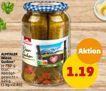 PENNY Almtaler Wiesn Gurken 790 g Glas Angebot