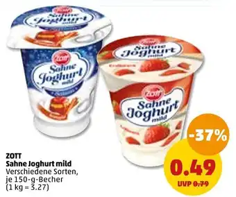 PENNY Zott Sahne Joghurt mild 150 g Becher Angebot