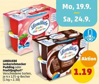 PENNY Landliebe Leckerschmecker Pudding oder Fruchtjoghurt 4x125 g Becher Angebot