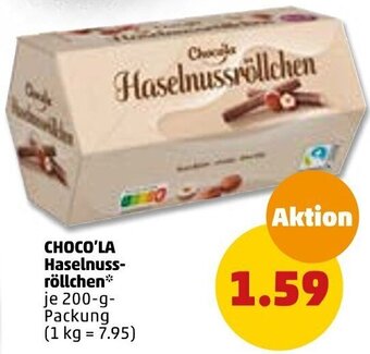 PENNY Choco'la Haselnussröllchen 200 g Packung Angebot