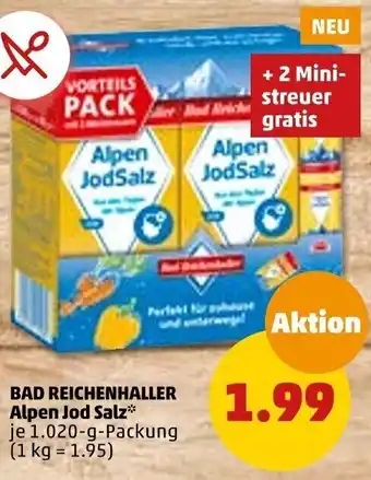 PENNY Bad Reichenhaller Alpen Jod Salz 1020 g Packung Angebot