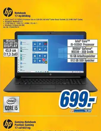 expert Techno Land HP Notebook 17-by3658ng Angebot