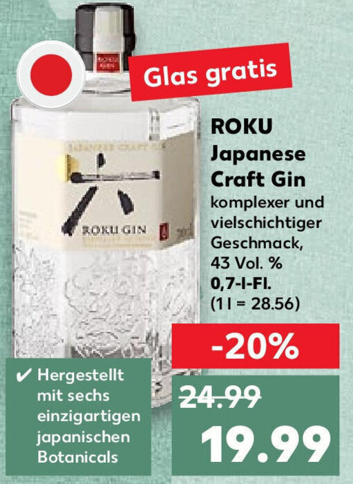 Roku Japanese Craft Gin 0,7 LFl. Angebot bei Kaufland