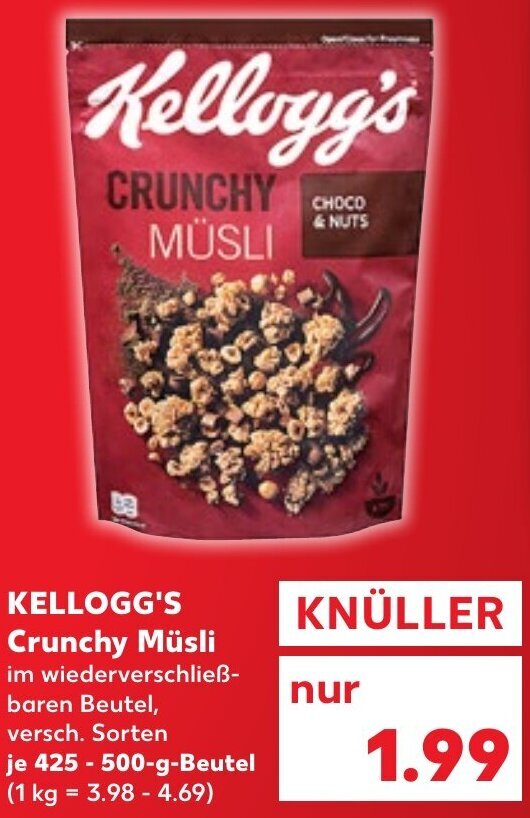 Kellogg's Crunchy Müsli 425500 g Beutel Angebot bei Kaufland