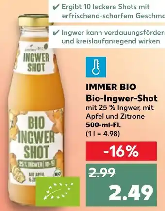 Kaufland Immer Bio Ingwer Shot 500 ml Fl. Angebot