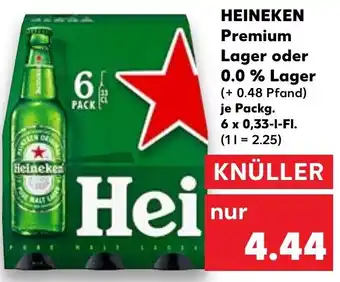 Kaufland Heineken Premium Lager oder 0.0% Lager 6x0,33 L-Fl. Angebot