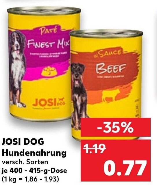 Josi Dog Hundenahrung 400415 g Dose Angebot bei Kaufland