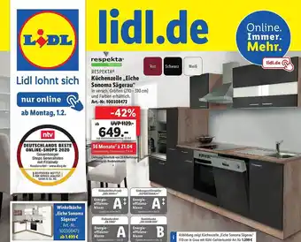 Lidl Küchenzeile,,Eiche Sonoma Sägerau'' Angebot