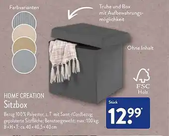 Aldi Nord Home creation sitzbox Angebot