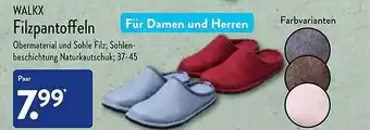 Aldi Nord Walkx filzpantoffeln Angebot