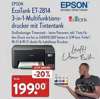 Aldi Nord Epson ecotank et-2814 3in1-multifunktionsdrucker mit tintentank Angebot