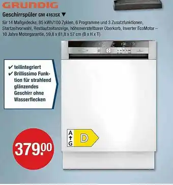 V Markt Grundig geschirrspüler gni 41635x Angebot