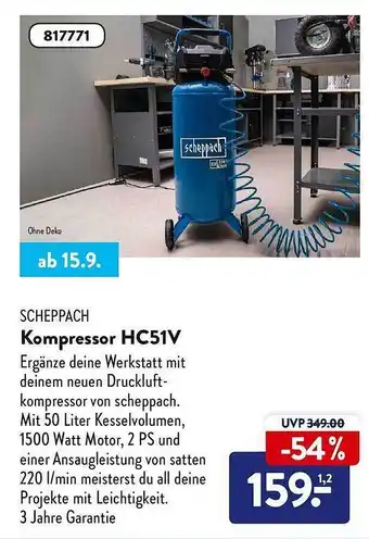 Aldi Nord Scheppach kompressor hc51v Angebot