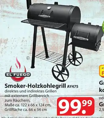 Famila Nord Ost El Fuego Smoker Holzkohlegrill AY475 Angebot