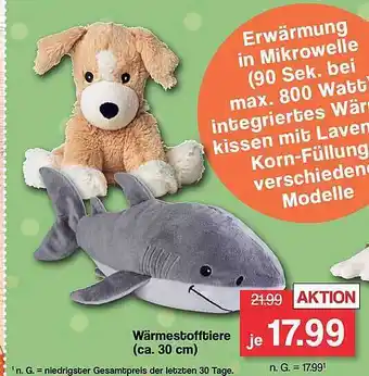 Famila Nord West Wärmestofftiere Angebot