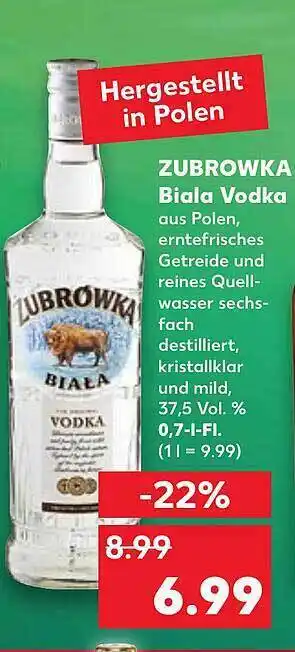 Kaufland Zubrowka biala vodka Angebot