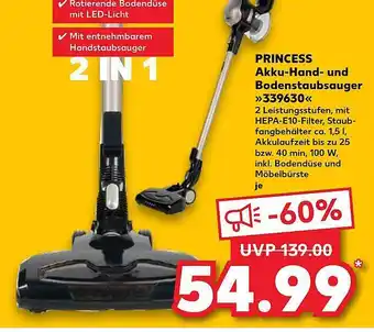 Kaufland Princess akku-hand- und bodenstaubsauger „339630“ Angebot