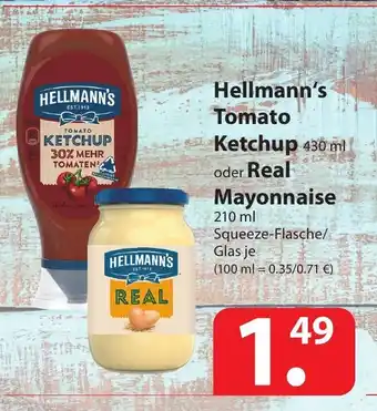 Famila Nord Ost Hellmann's Tomaten Ketchup 430ml oder Real Mayonnaise 210ml Angebot