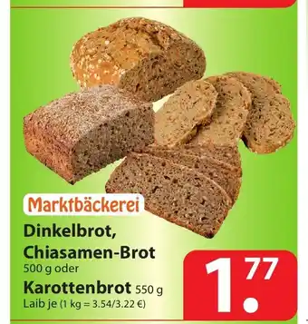 Famila Nord Ost Marktbäckerei Dinkelbrot, Chiasamen Brot 500g oder Karottenbrot 550g Angebot