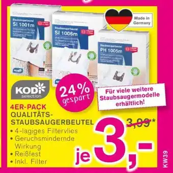 KODi Kodi Selection Qualitats-Staubsaugerbeutel 4st Angebot