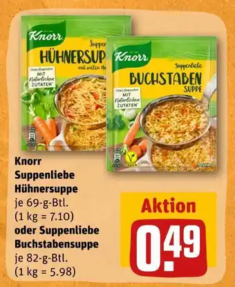 REWE Knorr suppenliebe hühnersuppe oder buchstabensuppe Angebot