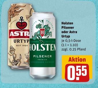REWE Holsten pilsener oder astra urtyp Angebot