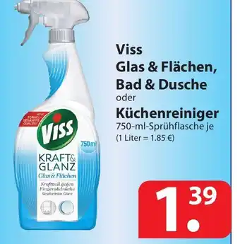 Famila Nord Ost Viss Glas & Flächen, Bad & Dusche oder Küchenreiniger 750ml Angebot