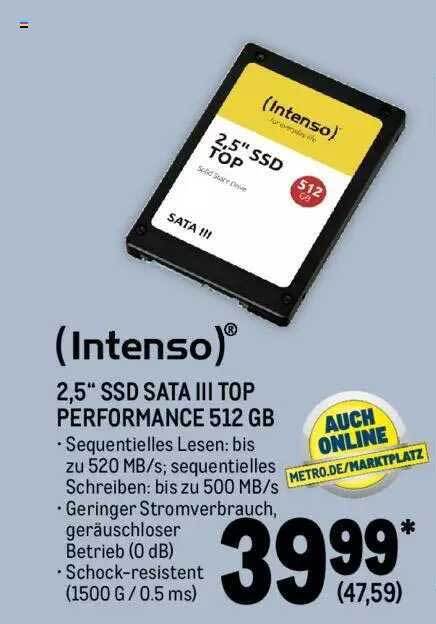Intenso 2,5'' ssd sata lll top performance 512 gb Angebot bei METRO