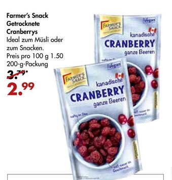 Galeria Markthalle Farmer's Snack Getrocknete Cranberys 200g Angebot