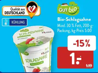 Aldi Süd Bio Schlagsahne 200 g Packung Angebot