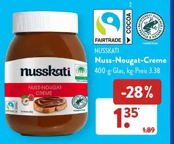 Aldi Süd Nusskati Nuss Nougat Creme 400 g Glas Angebot