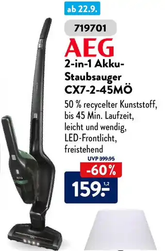 Aldi Süd AEG 2in1 Akku Staubsauger CX7-2-45MÖ Angebot