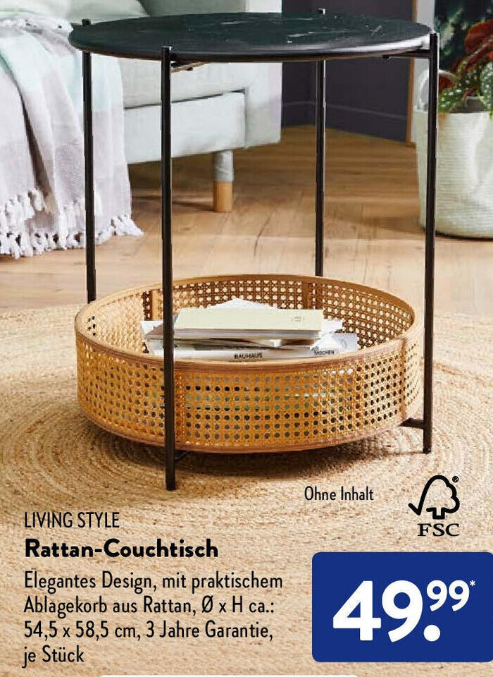 Living Style Rattan Couchtisch Angebot bei Aldi Süd