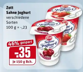 REWE Kaufpark Zott Sahne Joghurt 150 g Becher Angebot