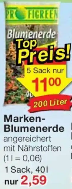 Jawoll Marken Blumenerde 40 L Sack Angebot