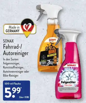 Aldi Nord Sonax Fahrrad/Autoreiniger 500 ml Flasche Angebot