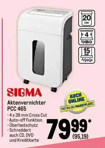 METRO Sigma aktenvernichter pcc465 Angebot