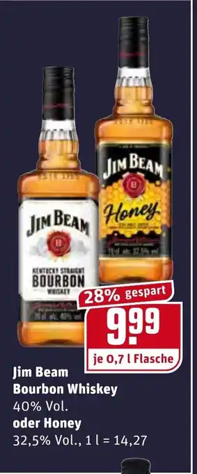 REWE Kaufpark Jim Beam Bourbon Whiskey oder Honey 0,7L Angebot