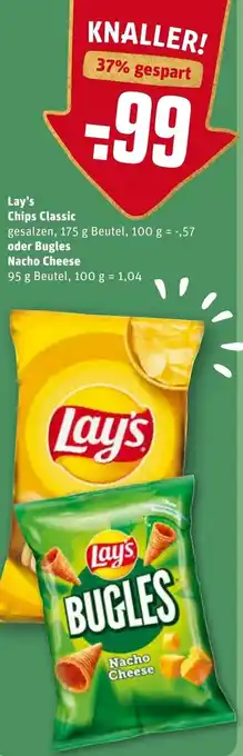 REWE Kaufpark Lay's Chips Classic 175g Beutel oder Bugles Nacho Cheese 95g Angebot