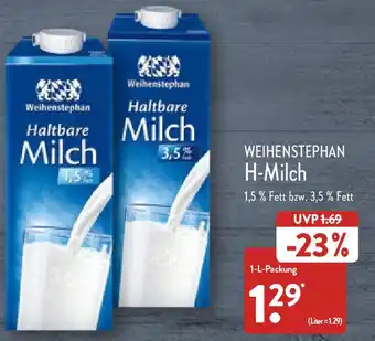 Aldi Nord Weihenstephan H-Milch 1 L Packung Angebot