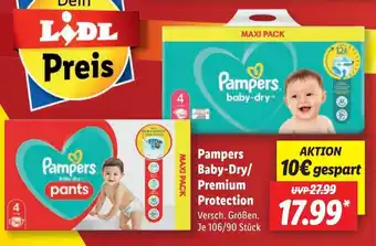 Lidl Pampers Baby Dry/Premium Protection 106/90 Stück Angebot