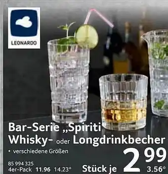 Selgros Bar-Serie ,,Spiriti Whisky oder Longdrinkbecher Angebot