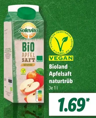 Lidl Bioland Apfelsaft naturtrüb 1 L Angebot