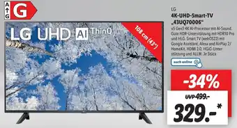 Lidl LG 4K UHD Smart TV ,,43UQ70006" Angebot