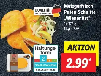 Lidl Metzgerfrisch Puten Schnitte Wiener Art 375 g Angebot