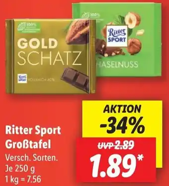 Lidl Ritter Sport Großtafel 250 g Angebot
