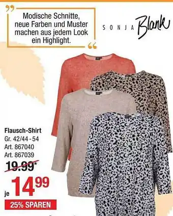 AWG Mode Sonja blank flausch-shirt Angebot