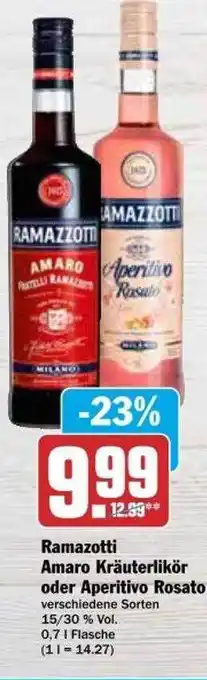 dodenhof Ramazotti amaro kräuterlikör oder aperitivo rosato Angebot