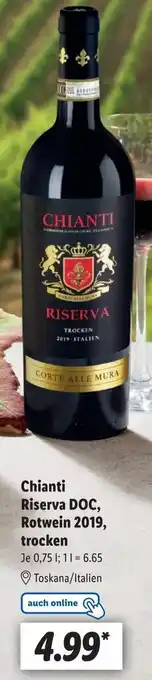 Lidl Chianti Riserva DOC, Rotwein 2019, trocken 0,75 L Angebot